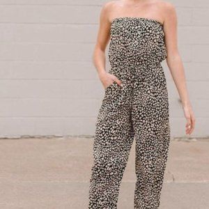 Willow & Root Strapless Printed Jumpsuit